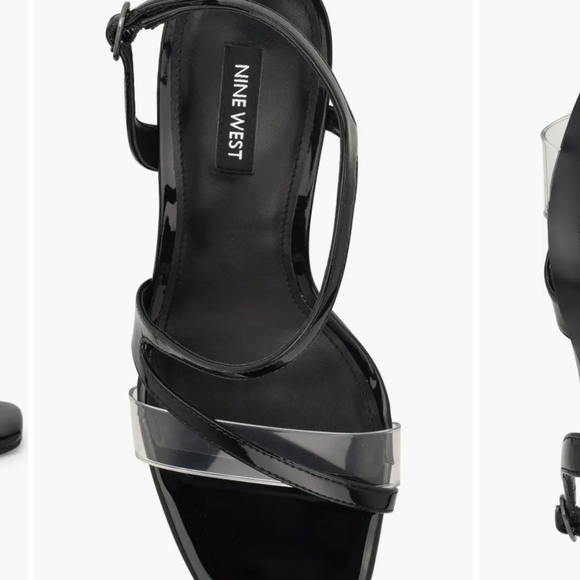 Nine West Glossy Black Strappy Heels Clear Strap Women's Size 6.5 - Picture 11 of 11